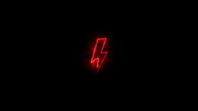saber color glowing icon animation video on black background.Glowing 4 k....