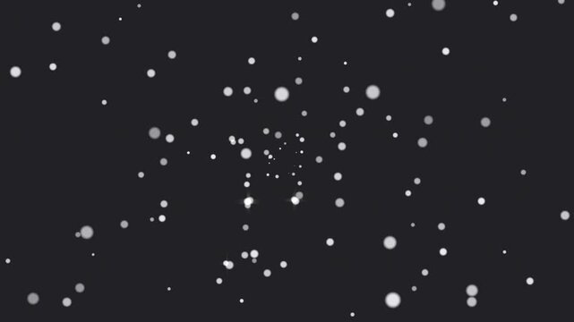 Soft grey dust particles drifting outward from center bokeh seamless loop 4K background