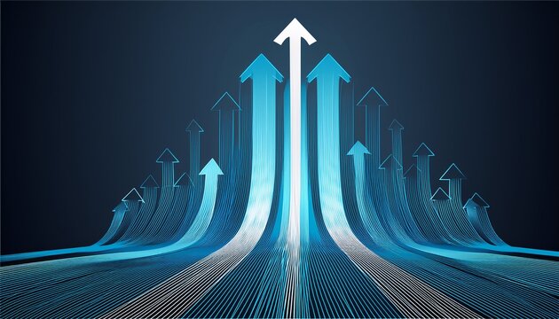 abstract arrows merging upward direction concept
