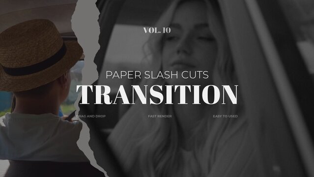 Paper Slash Cuts Transition / Horizontal / Part 10