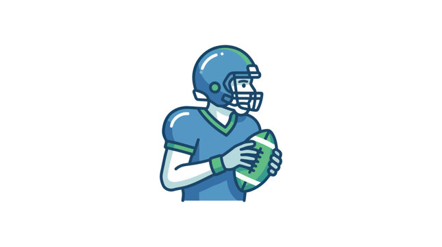 American Football Player Wearing Blue.