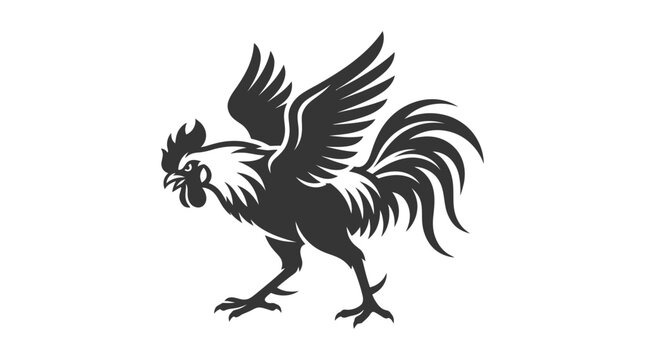 Black Rooster Silhouette Side View.