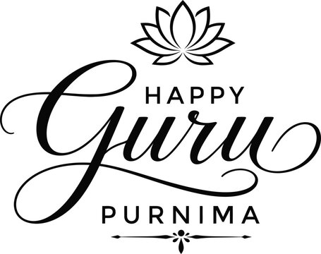 Happy Guru Purnima Typography Calligraphy Vector Illustration
