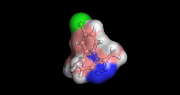 Alprazolam/ Xanax, 3D molecule 4K spinning