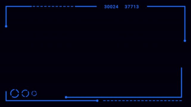 Interface frame hud displaying blue digital targeting screen with neon technology suitable for futuristic video game or tech presentation. 4K - Alpha Channel