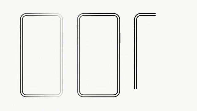Minimalist smartphone outline mockup on white background