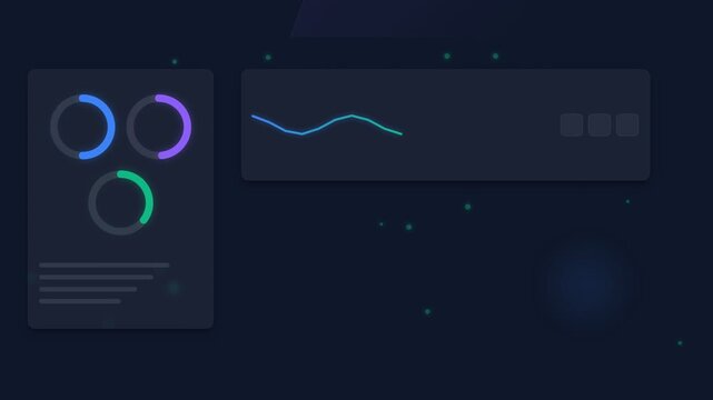 Digital dashboard with abstract data visualizations and analytics