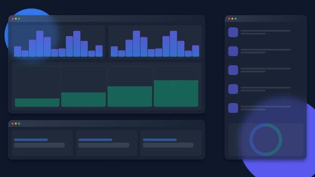 Digital dashboard with graphs and data visualization