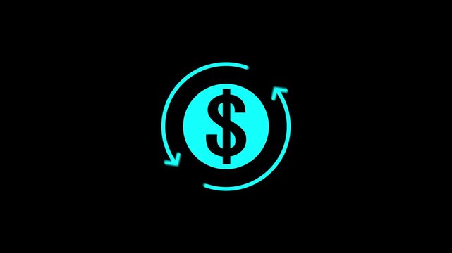 dollar banking icon. dollar currency symbol with round arrow rotating animation.