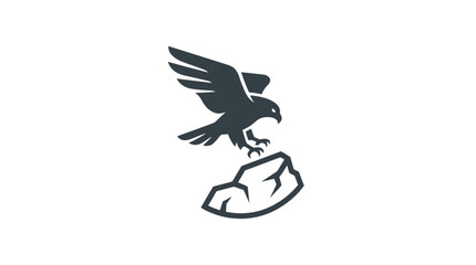 Black bird flying with rock. © Isna