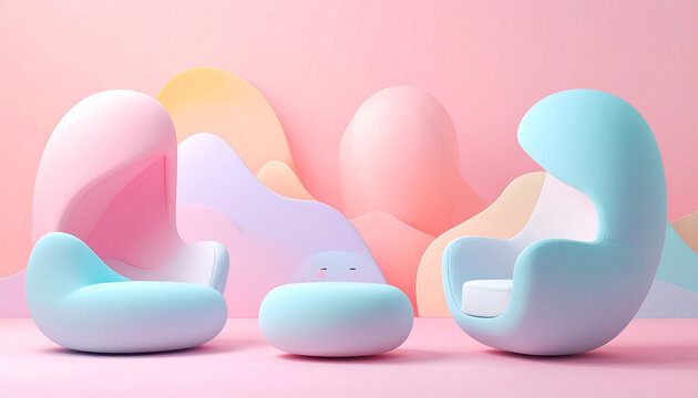 Pastel Abstract 3D Shapes