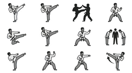 Martial arts karate fighting techniques illustrated. © andik