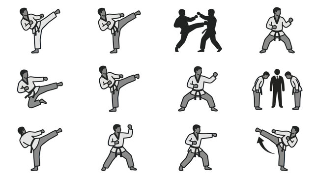 Martial arts karate fighting techniques illustrated.