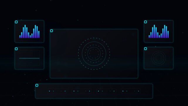 Futuristic digital interface with holographic elements