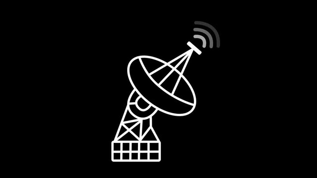minimalist satellite dish icon with signal waves animation