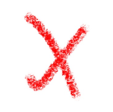 Hand Drawn Red Chalk Cross Mark Symbol