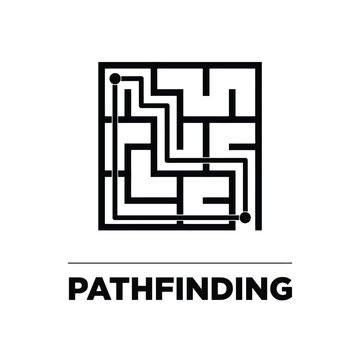 Intricate maze silhouette on a white background representing complex pathways and problem solving concepts labyrinth puzzle complexity challenge solution pathfinding