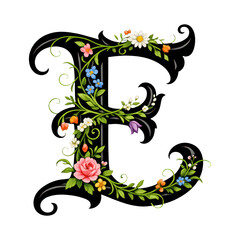 Obraz premium PNG Floral ornate letter E