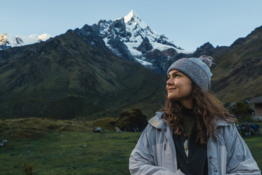 Traveler in the Andes mountain