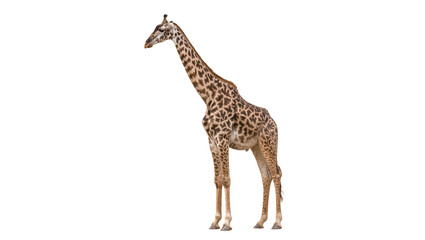 Giraffe standing full body side view, white © Peregrine