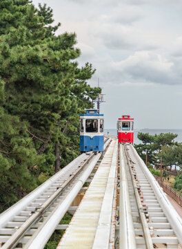 Colorful Busan Sky Capsule Trains by Coast