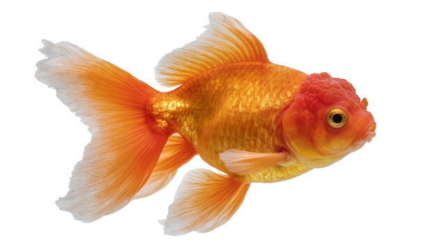 Oranda goldfish with red wen and flowing fins