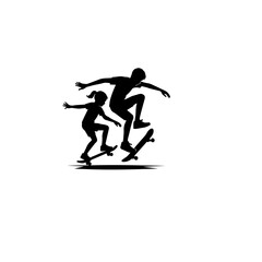 Obraz premium Skateboard Duo Riders Silhouette Vector Design