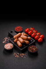Chicken or pork grilling sausages with garlic, salt, and spices. Grilling sausages
