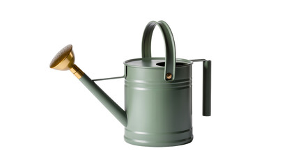 Sage green metal watering can with brass rose and handle © Peregrine