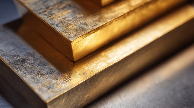Stacked Gold Bars with a Rich Metallic Sheen