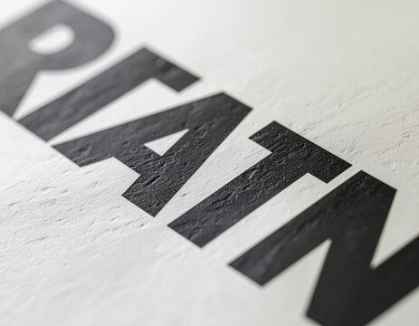 Close-up typography print texture with bold black letters