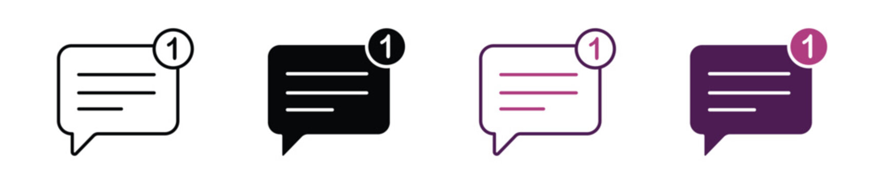 New unread messages icon set. New message notification. Messaging, internet communication concept. Vector illustration.