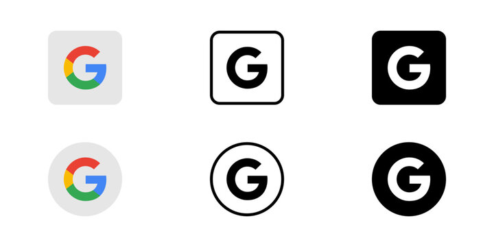 Google new logo. Letter G icon of google. Google Vector Icons Set  Popular Web Search Engine Logo In Different Styles
