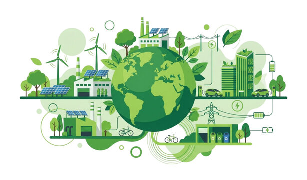 World Environment Day Banner with Sustainable Business Green Technology and Renewable Energy Vector