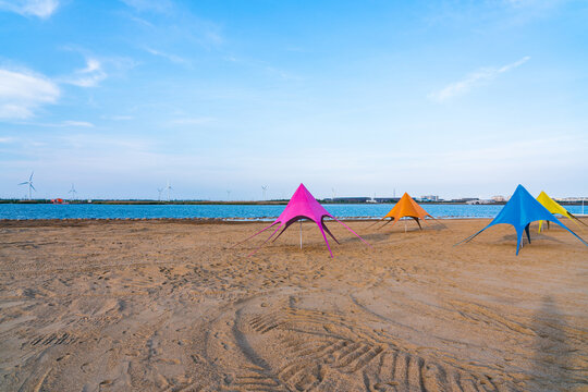 Colorful beach canopy tents