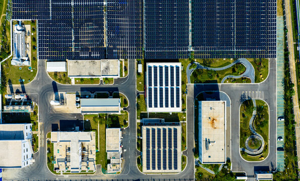 solar panels covering wastewater treatment plant