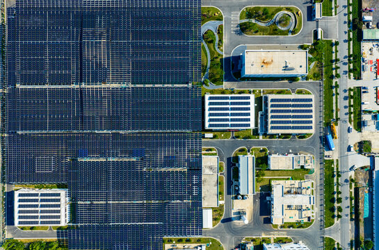 solar panels covering wastewater treatment plant