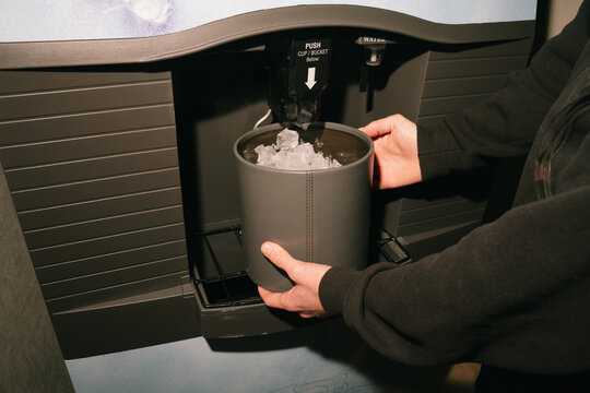 Filling Hotel Ice Bucket at Ice Machine