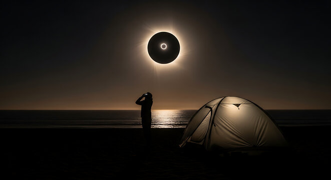 Person looking at solar eclipse.
