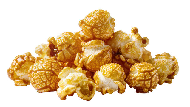 Caramel popcorn heap with crunchy texture