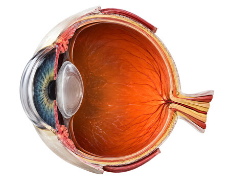 Detailed Cross Section of the Human Eye Showing Retina Lens Optic Nerve and Internal Anatomy