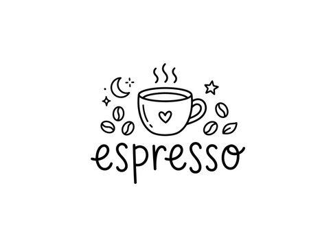 Espresso coffee cup with heart.