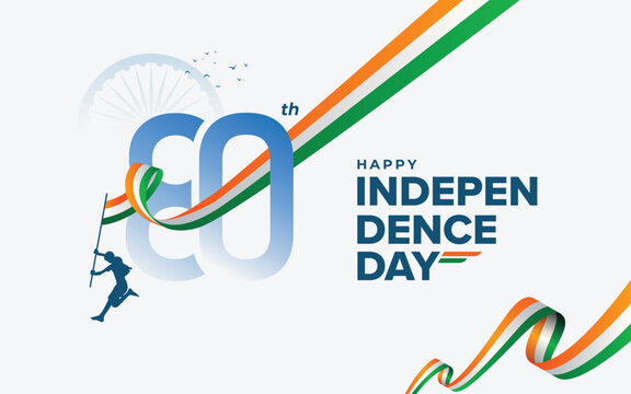 80th Celebration India Independence Day Background Design Template