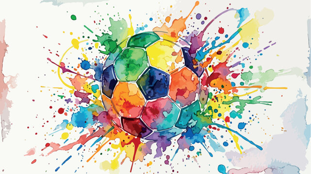 Soccer ball exploding with color vector