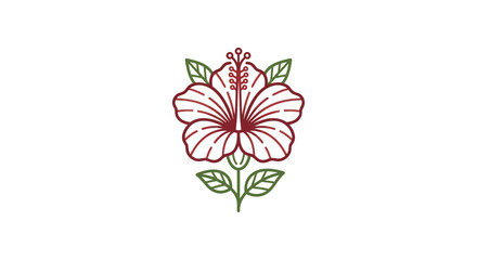 Vibrant Red Hibiscus Flower Illustration. © ani
