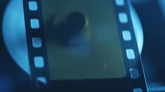 A close up view of a strip of vintage photographic film
