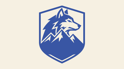 Wolf and mountain shield vector logo design for outdoor adventure and wildlife branding © Sahabat