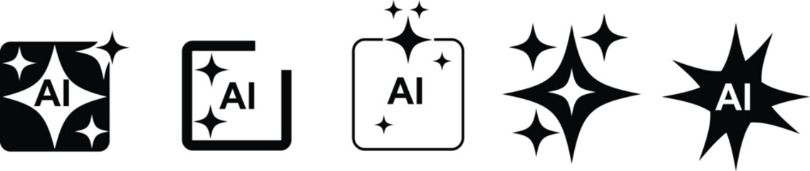 Generative AI logo icon magic sparkle stars symbol .AI generate vector illustration on isolated background -stock vector © AuraPixel