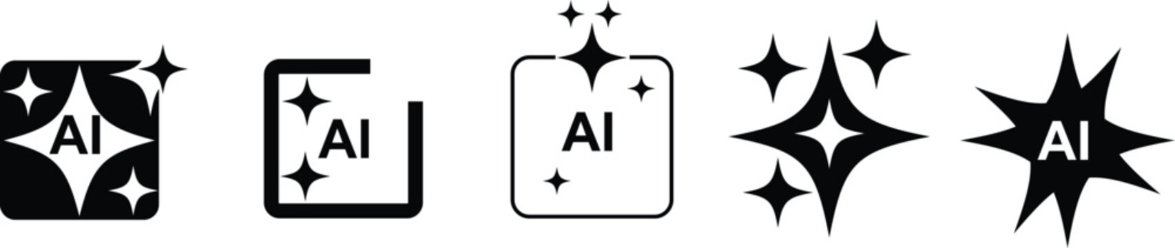 Generative AI logo icon magic sparkle stars symbol .AI generate vector illustration on isolated background -stock vector