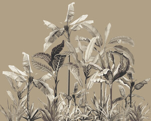  Sepia Tropical Wallpaper Mural art  © Mondal_01